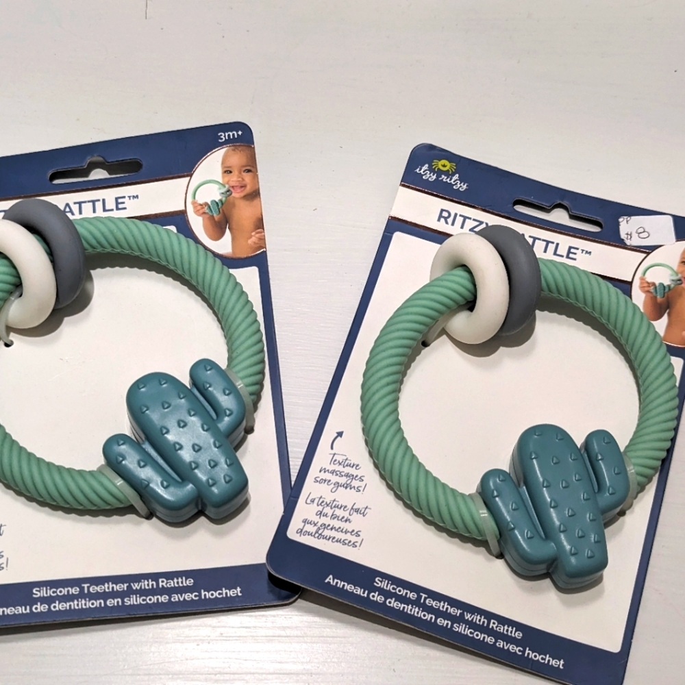 Two silicone teethers rattle